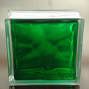 Inner Green Cloudy Glass Block